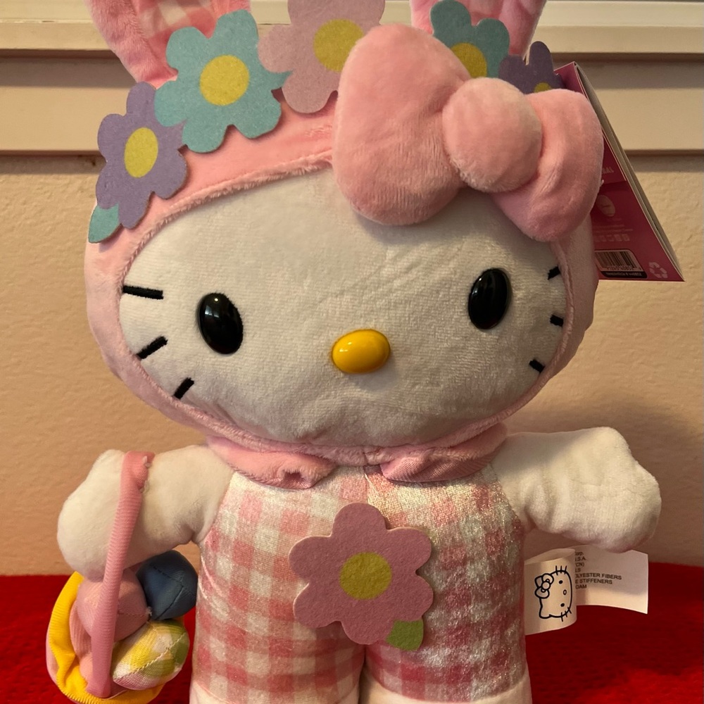 Hello Kitty Pink and White Floral Plush